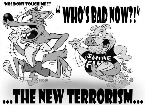 swine flu wolf and pig cartoon