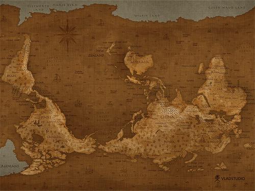 upside down world map