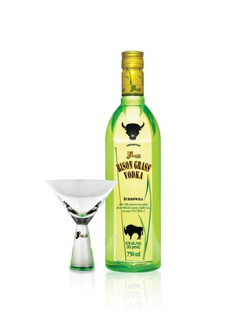 bison grass vodka with martini glass