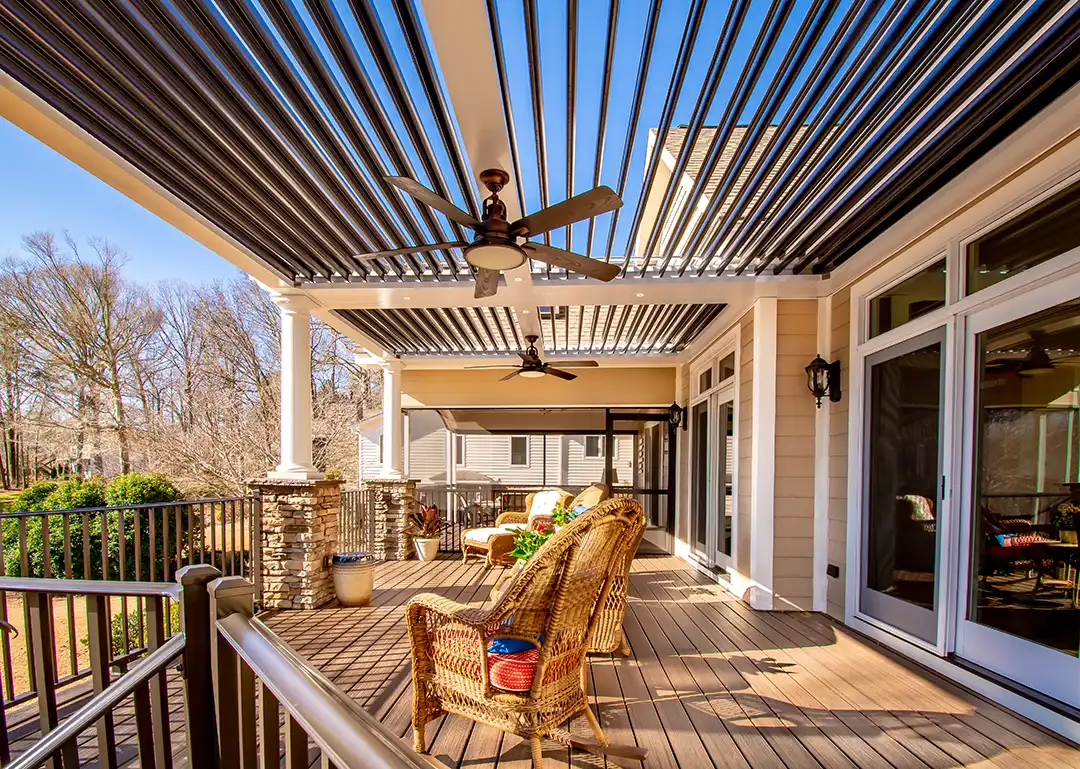 Motorized louvered pergolas